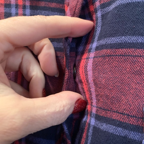 BIT & BRIDLE Women’s Plaid Embellished Collar Long Sleeve Flannel Shirt Size M - Picture 7 of 10